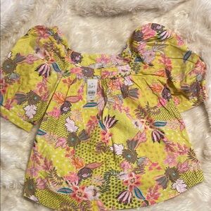 Colorful Floral Puff Sleeve Top